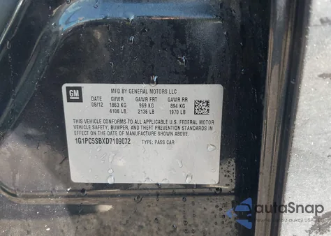 2013 Chevrolet Cruze 1Lt Auto z USA, uszkodzony, nr VIN 1G1PC5SBXD7109072